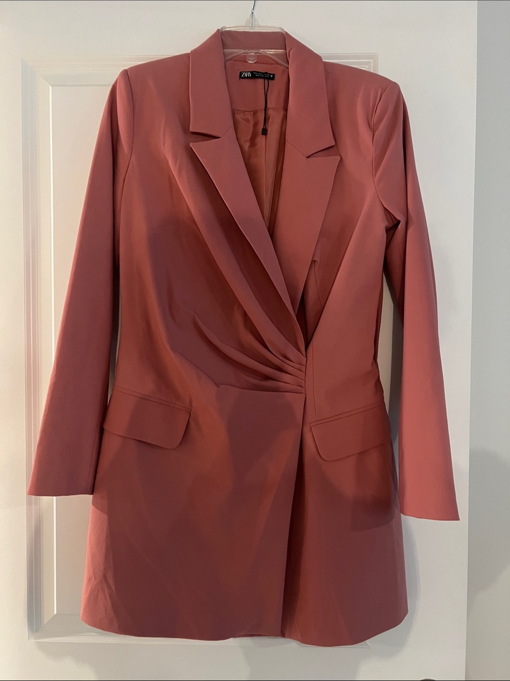 Zara Dusty Rose Tailored Wrap Mini Blazer Dress